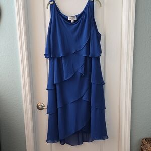 J.R. Nites By Carollin Womens Plus 24W Slimming Blue Sleeveless Cocktail Dress
